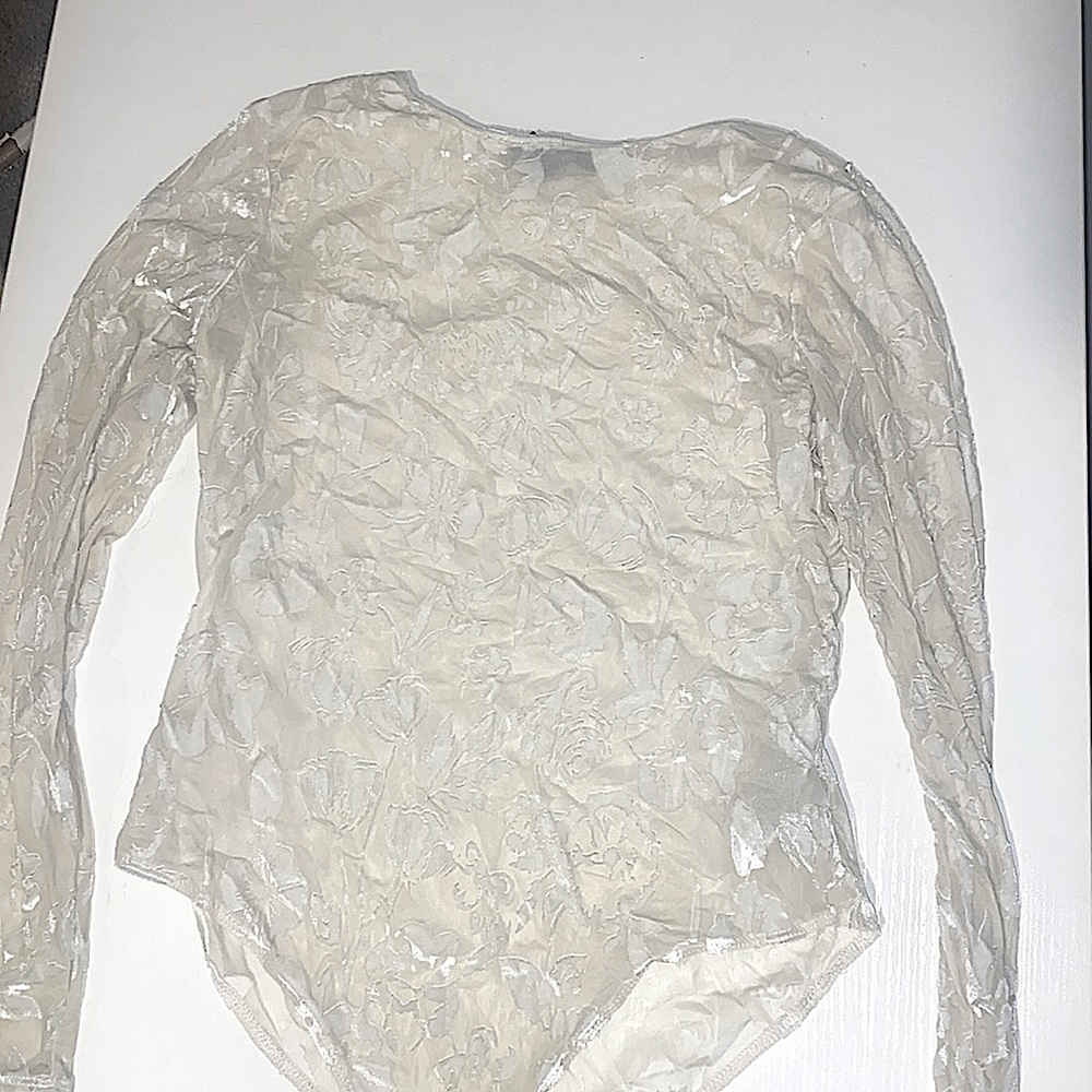 White lace & mesh body suit